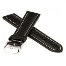 Uhrenarmband Freiburg XL Leder schwarz weie Steppung 24 mm