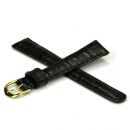 Schwarzes Echt-Leder Uhrband mit Kroko-Prgung - 16 mm