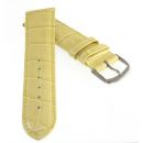 Ersatzuhrarmband Leder Alligator Optik Modell Genf pastell-gelb 22mm 120/75mm