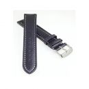 Uhrenarmband Freiburg XL Leder schwarzblau weie Steppung 22 mm