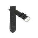 Lederuhrarmband Lausanne Alligator-Optik schwarz 22 mm