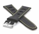 Softleder Uhrenarmband Retro gelocht schwarz 22 mm