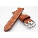 Uhrband handgenht - Sattlerleder - braun - 22 mm