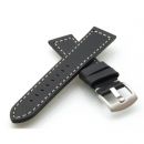 Uhrband echt Rindsleder - Sattlerleder - 24 mm - schwarz