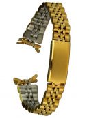 Edelstahluhrarmband gold - 15 mm Jubilee-Style - Faltschliesse