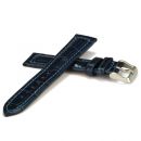 Leder Uhrarmband blau - Alligator-Optik - 18 mm waterresistant