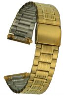 Edelstahluhrarmband IP gold 18 mm Clipverschluss