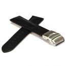 Leder-Uhrband schwarz 22 mm Louisiana - Edelstahlfaltschliee