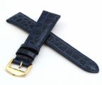 Leder Uhrarmband blau - Alligator-Optik - 18 mm