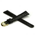 Schwarzes Echt-Leder Uhrband mit Kroko-Prgung - 16 mm