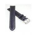 Uhrenarmband Freiburg XL Leder schwarzblau weie Steppung 22 mm
