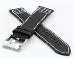 SwissStar Echt-Leder-Uhrenband weie Steppung - 21 mm