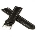 Uhrenarmband Freiburg XL Leder schwarz weie Steppung 22 mm