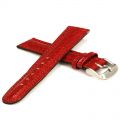 Rotes Echtleder Uhrarmband doppeltgesteppt - 18 mm