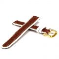 Braun-weisses Lederuhrarmband Dornschliesse - 16 mm