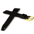 Schwarzes Lederuhrband Alligatorprgung - 14 mm
