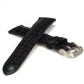 Leder Uhrarmband schwarzblau - Alligator-Optik - 18 mm