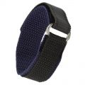 OSCO Uhrarmband schwarz/blau Textilband Klettband 16 mm