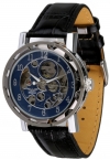 Minoir Uhren - Modell Laval silber / blau - Teilskelettuhr